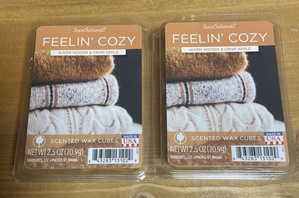 ScentSationals FEELIN' COZY Scented Wax Melts/Cubes / 2 Packs / 2.5 Oz Each NEW